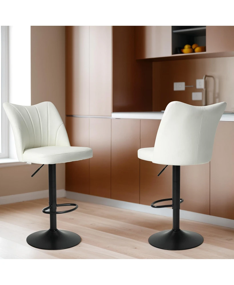 Streamdale Furniture Modern Swivel Bar Stools with Adjustable Height and Faux Leather (Set Of 2)