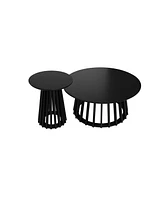 Streamdale Furniture 2-Piece Round Coffee Table Set with Grille Design