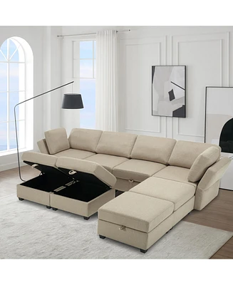 Simplie Fun Modular Sectional Sofa with Storage and Adjustable Backs