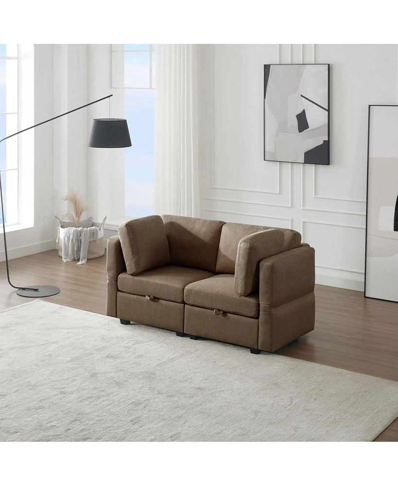 Simplie Fun Modular Storage Sofa with Adjustable Backs and Ottomans