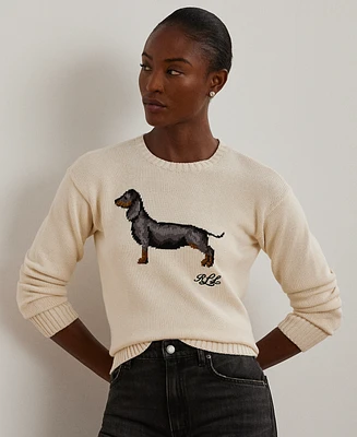 Lauren Ralph Petite Intarsia-Knit Dog Sweater