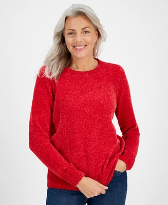 Style & Co Women's Crewneck Chenille Long-Sleeve Sweater, Created for Macy's