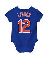 Nike Newborn Baby Boys and Girls Francisco Lindor Royal New York Mets Fuse Name Number Bodysuit