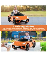 Slickblue 12V Electric Kids Ride On Car Licensed Chevrolet Corvette C8 with Remote Control Ages 3+ Years Old