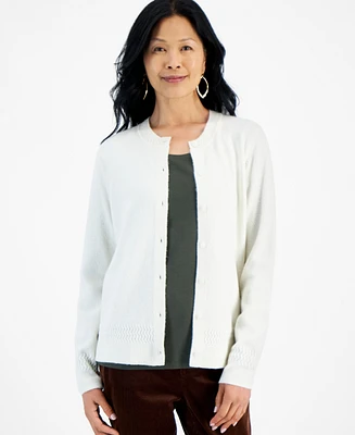 Style & Co Women's Crewneck Button-Front Cozy Cardigan, Created for Macy's