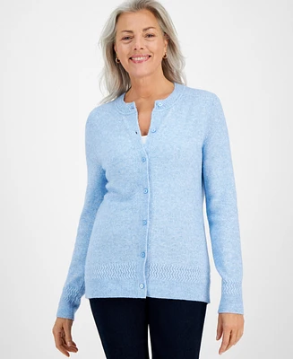 Style & Co Women's Crewneck Button-Front Cozy Cardigan, Created for Macy's