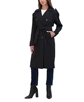 Sebby Collection Women's Belted Double Breasted Long Trench Coat