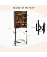 Sugift 4-Tier Multifunctional Toilet Storage Cabinet with Adjustable Shelf and Sliding Barn Door