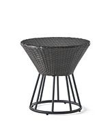 Simplie Fun Modern Hourglass Wicker Side Table For Outdoor Decor