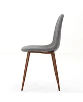Modern Fabric & Metal Dining Chair With Wood Finish