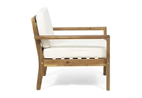 Simplie Fun Acacia Wood Club Chair With Wire Brushed Finish