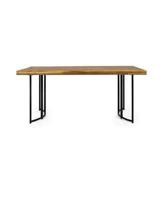 Simplie Fun Acacia Wood Dining Table With Modern Industrial Style