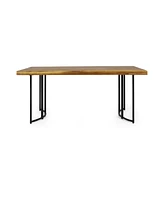 Simplie Fun Acacia Wood Dining Table With Modern Industrial Style