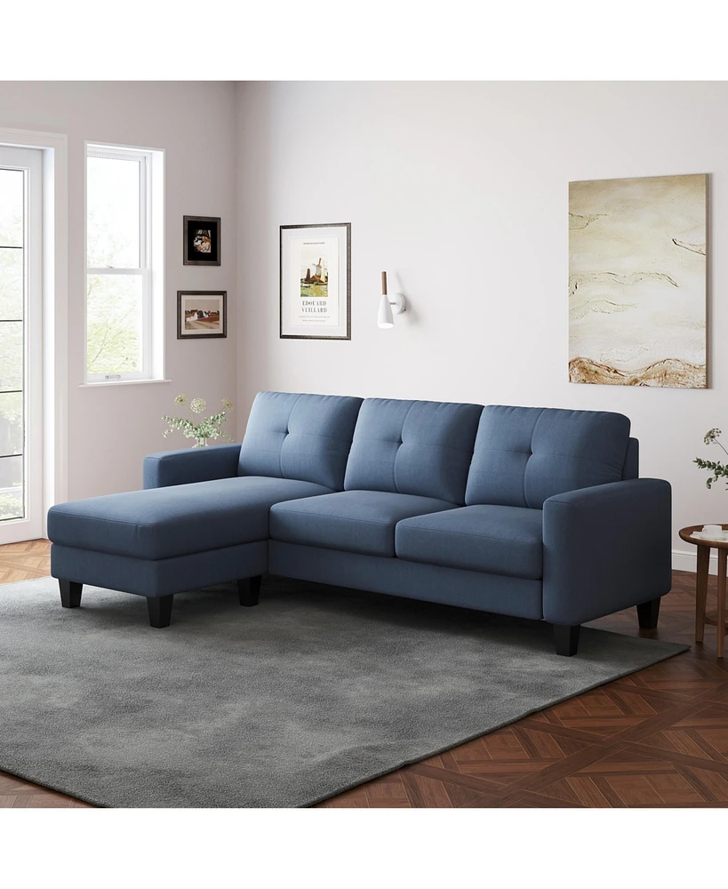 Simplie Fun Compact L-Shape Sofa with Polyester Fabric for Small Spaces