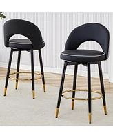 Simplie Fun 360° Rotatable Modern Pu Bar Chair for Dining, Kitchen, Office