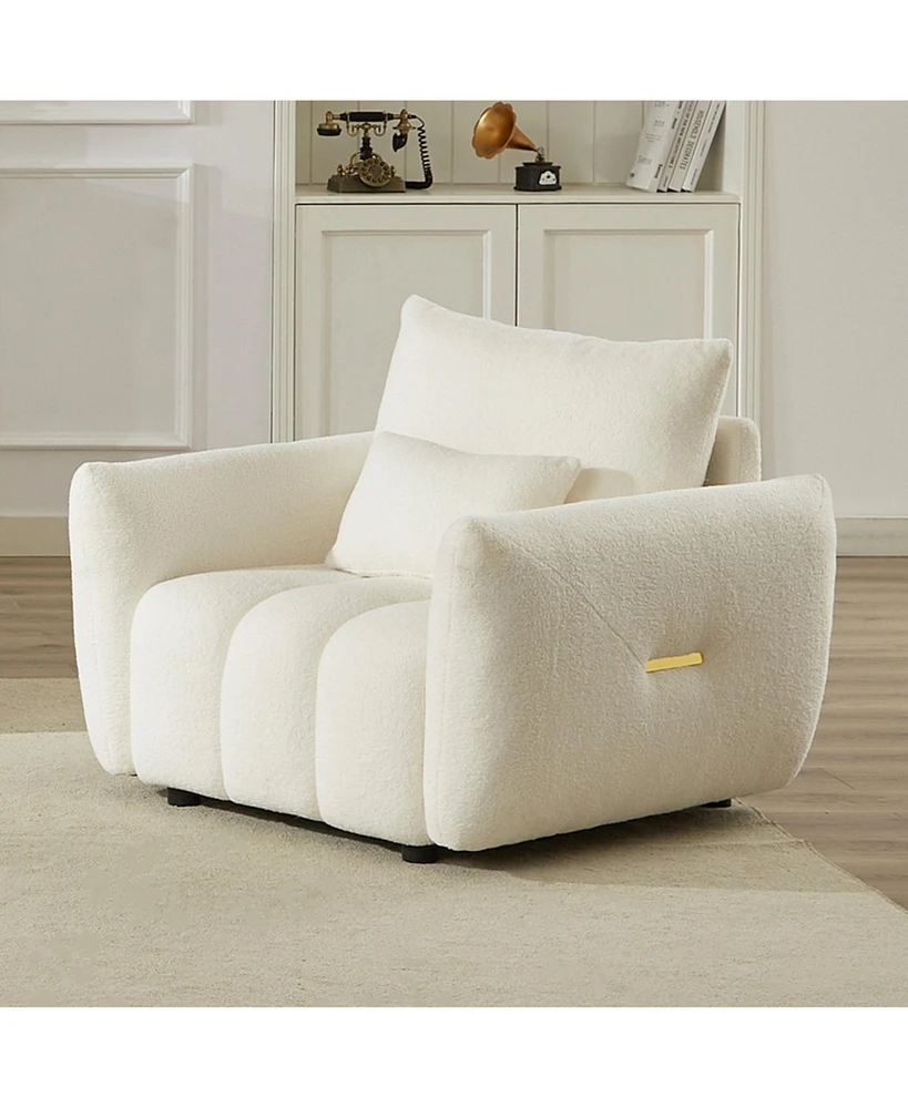 Simplie Fun Cozy Teddy Fabric Sofa: Modern Lounge Chair for Comfort and Style