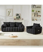 Simplie Fun Modern Teddy Sofa Combo: 3-Seater + 1-Seater