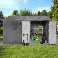 10FTx8FT Metal Garden Shed with Window, Durable Storage