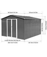 Streamdale Furniture 10FTx12FT Outdoor Storage Shed with Punched Vents and Hinged Door