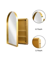 Streamdale Furniture 24x36" Recessed Gold Metal Medicine Cabinet with Mirror