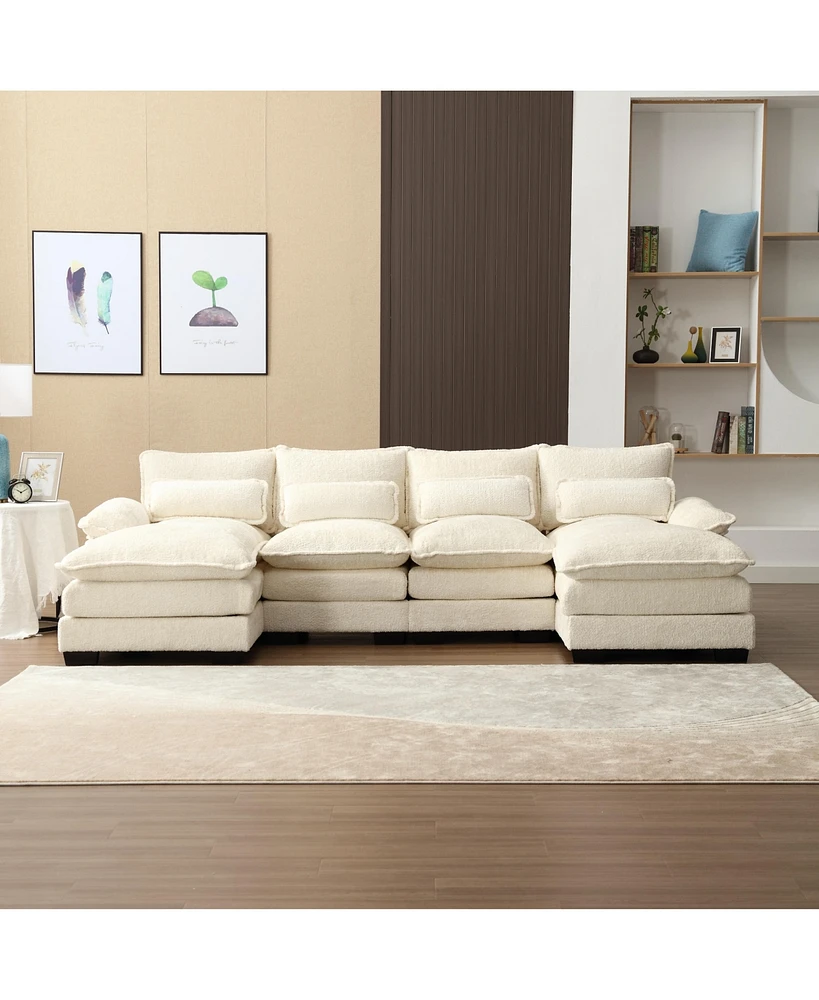 Simplie Fun Spacious U-Shape Sectional Sofa with Durable Chenille Fabric