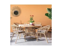 Simplie Fun Set of 4 Woven Bamboo Dining Chairs with Cushions