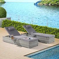 Outdoor Pe Rattan Chaise Lounge with Adjustable Backrest