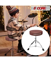 5 Core Drum Throne • Height Adjustable Guitar Stool • Thick Padded Comfortable Drummer Chair Brown Ds Ch Br