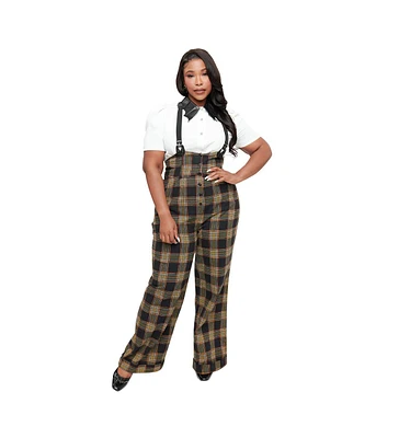 Unique Vintage Plus Thelma High Waist Suspender Pants