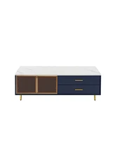 Streamdale Furniture Modern Blue Coffee Table with Storage & Lighting