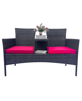 Simplie Fun Modern Rattan Patio Conversation Set with Table