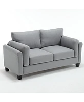 Streamdale Furniture 68.5" Modern Tufted Linen Loveseat with Solid Plastic Feet