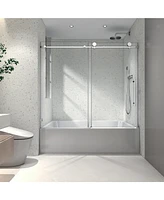 Streamdale Furniture Frameless Shower Door with Nano-Coated Glass, Adjustable Soft-Close, 70MM Pulleys