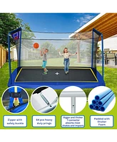 Streamdale Furniture 8FT x 12FT Rectangle Trampoline with Basketball Board, Ball Inflator, and Ladder