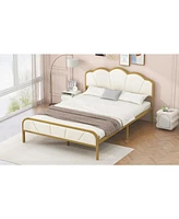 Streamdale Furniture Full Size Metal Platform Bed with Upholstered Headboard and Footboard