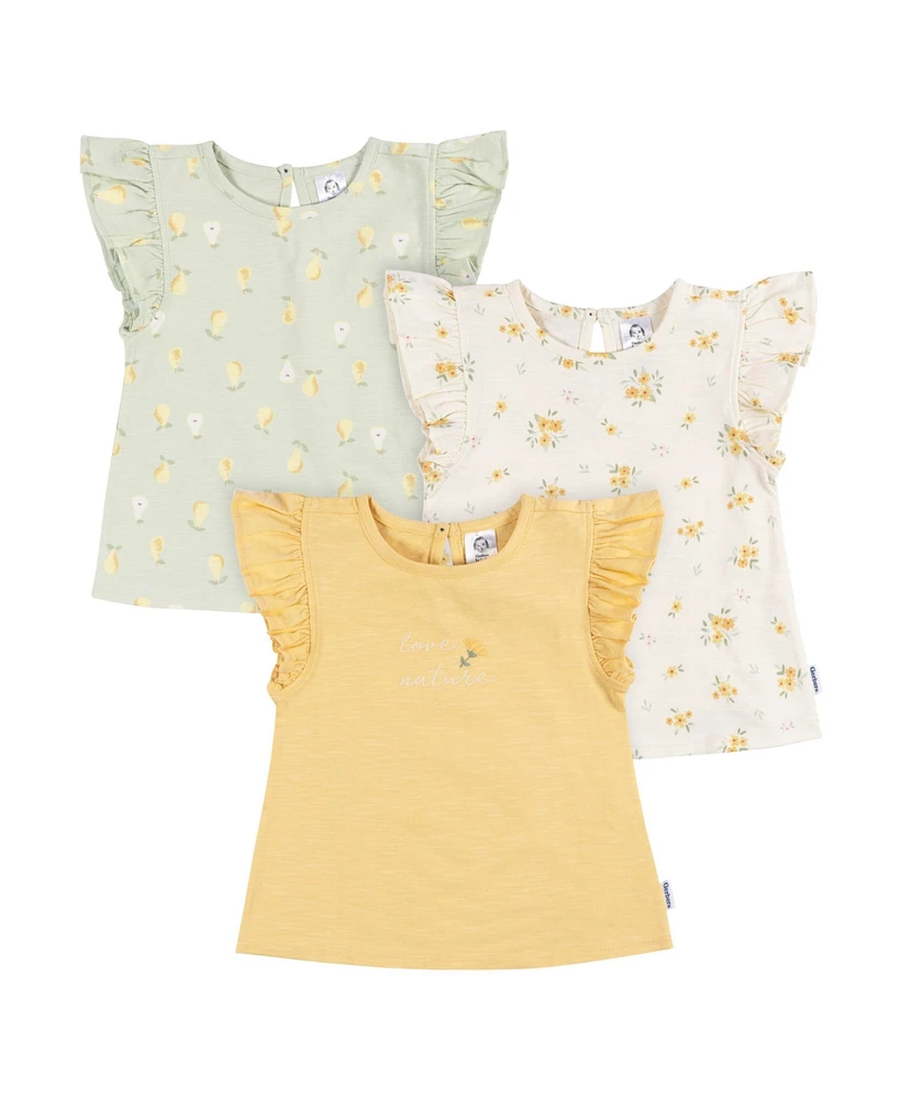 Gerber Toddler Girls Short Sleeve T-Shirts, 3 Pack