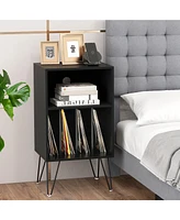 Slickblue Record Player Stand with Charging Station for Living Room Bedroom