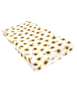 Hudson Baby Infant Girl Changing Pad Cover, Sunflower, One Size