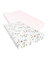 Hudson Baby Infant Girl Cotton Changing Pad Cover, Girl Farm Animals, One Size