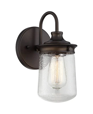 John Timberland Tonopah Vintage Industrial Wall Sconce Lighting Bronze Metal Hardwired 10 1/2" High Fixture Clear Seedy Glass Bedroom Bathroom Bedside