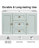 Streamdale Furniture 30" Wall-Mounted Vanity with Ceramic Sink, Solid Wood & Mdf, Green