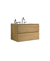 Streamdale Furniture Timeless Oak Vanity: Silent Drawers, Ample Storage