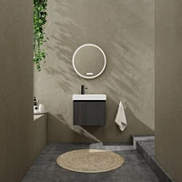 24" Wall-Mounted Vanity with Basin and Storage Cabinet