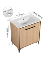 30" Bathroom Vanity with Storage Cabinet, Engineered Wood