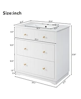 Streamdale Furniture 30" Modern White Bathroom Vanity with Drawers