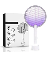 LiBa Electric Fly Swatter Racket 2 in 1 Usb Rechargeable Indoor Outdoor Bug Zapper - C. White