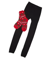 MeMoi Women's Christmas Tree Cozy Sock & Legging Set