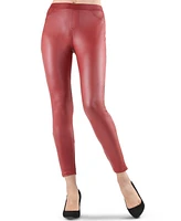 MeMoi Women's Fever Red Faux Leather Leggings