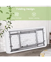 Sugift 4 Feet Plastic Party Ice Folding Table with Matching Skirt