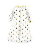 Hudson Baby Baby Girls Hudson Cotton Long-Sleeve Wearable Sleeping Bag, Sack, Blanket, Daisy Bee Long Sleeve, 0-3 Months
